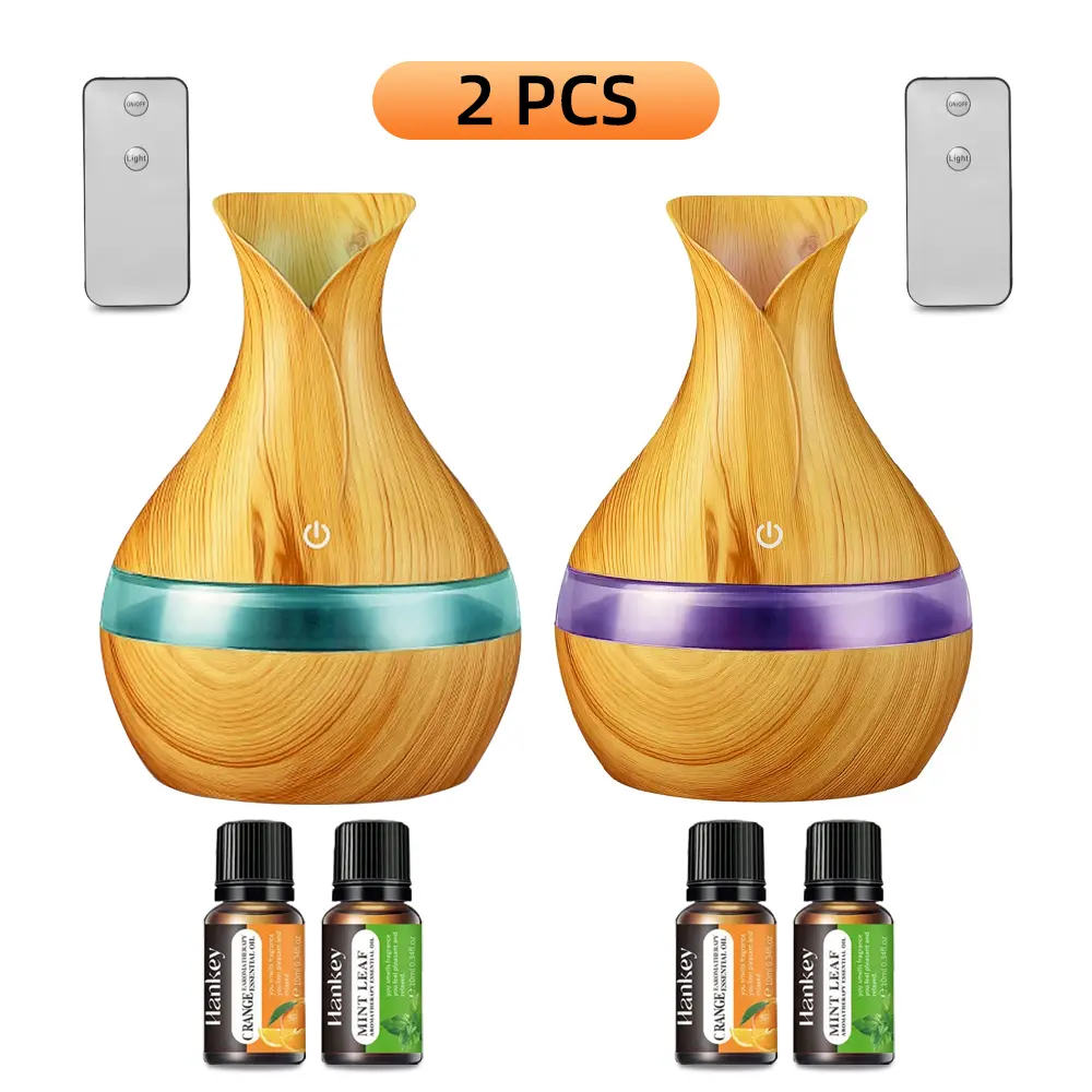 2PCS 300ml Humidifier Diffuser with Remote, Auto Shut-Off, 7-Color Light, Quiet for Bedroom Office