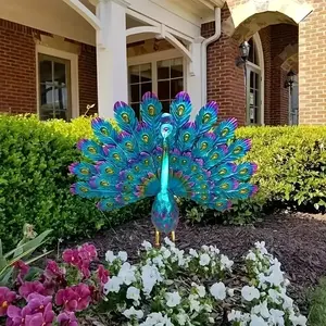 Metal Peacock Rooster Garden Statue, Vibrant Colors, Durable Design, Perfect for Outdoor Decor, Easy Installation, Ideal Gift Idea