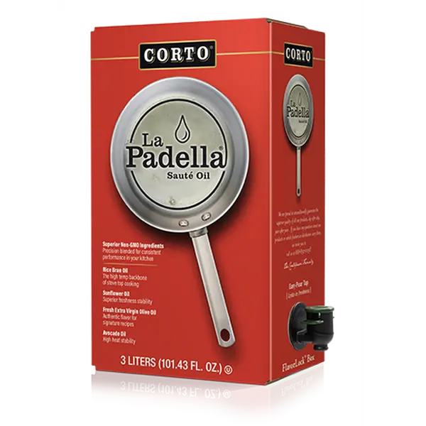 Corto La Padella Sauté Oil 3L FlavorLock Box - California Precision-Blended High-Heat Oil for Sautéing, Frying, Roasting