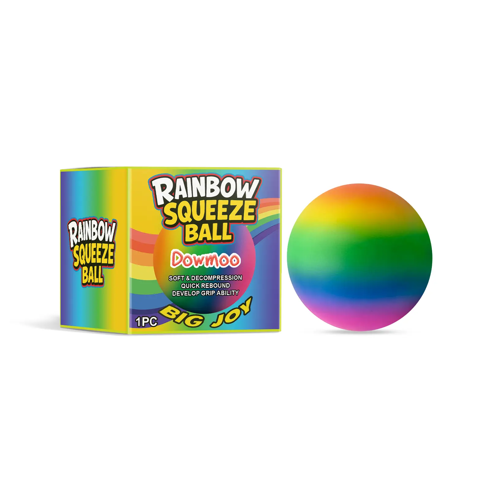 Rainbow Squeezable Slow-Return Stress Relief Ball – Classic Novelty Toy for Kids & Adults (Toys & Hobbies Category)
