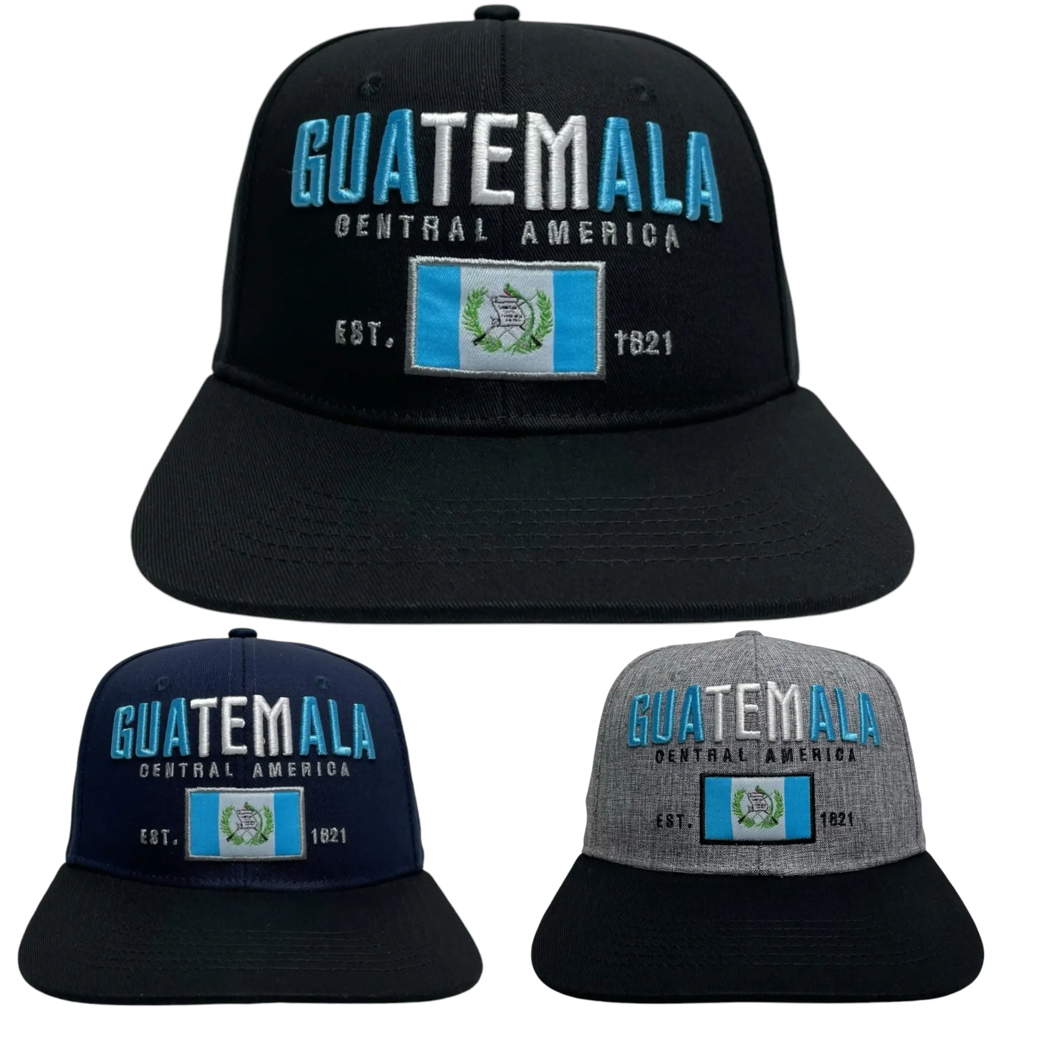 Gorra de Guatemala Bordada con Bandera, Snapback, Visera Plana Cultura Guatemalteca Diario