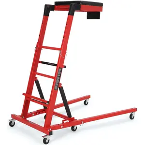 Garvee Heavy-Duty Adjustable Automotive Topside Creeper with 6 Swivel Casters, 400LB Capacity, Adjustable Height 48"-68", Foldable Design, Padded Deck for Truck, SUV, and Garage Maintenance, Available in Red and Yellow