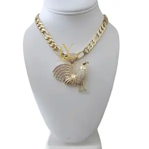 LaYaiBoutique #1473 14k gold plated Rooster chain and pendant high quality