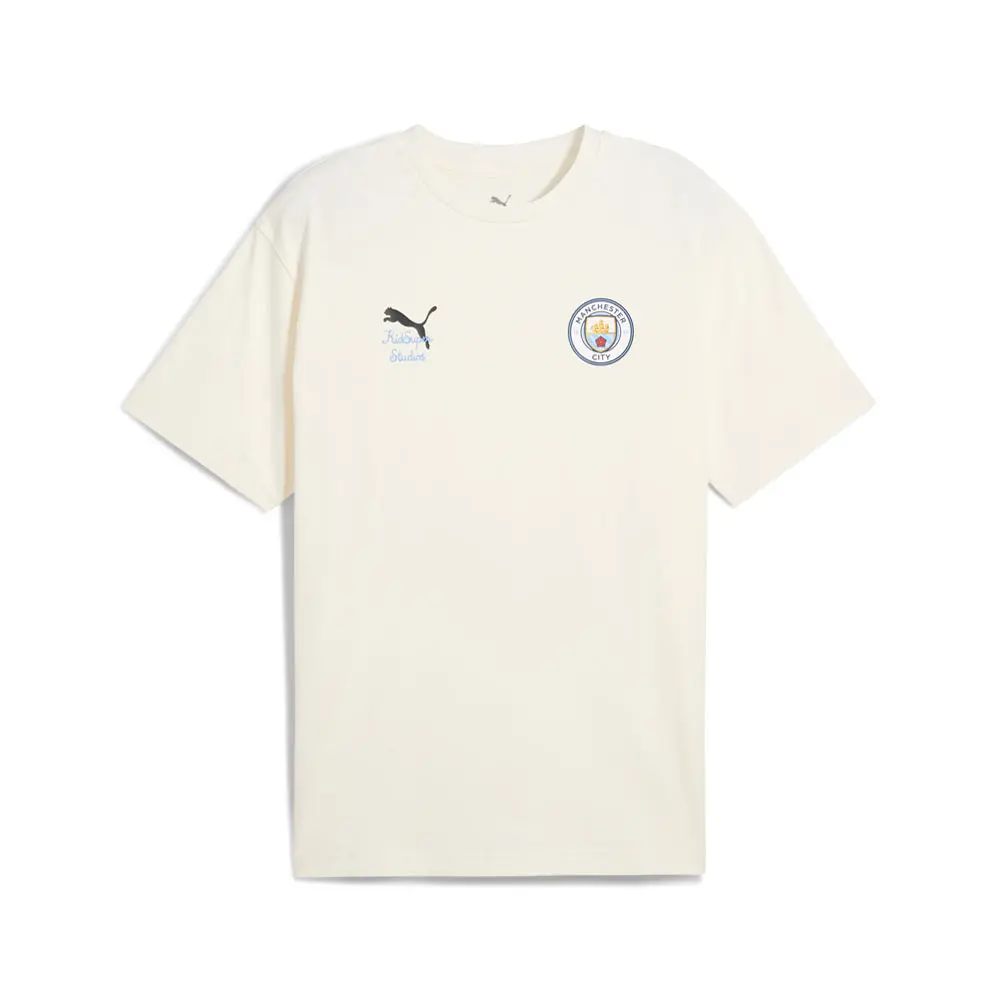 PUMA Mens X Kidsuper Manchester City F.C. Graphic Crew Neck Short Sleeve Casual Tops Casual - Black, White