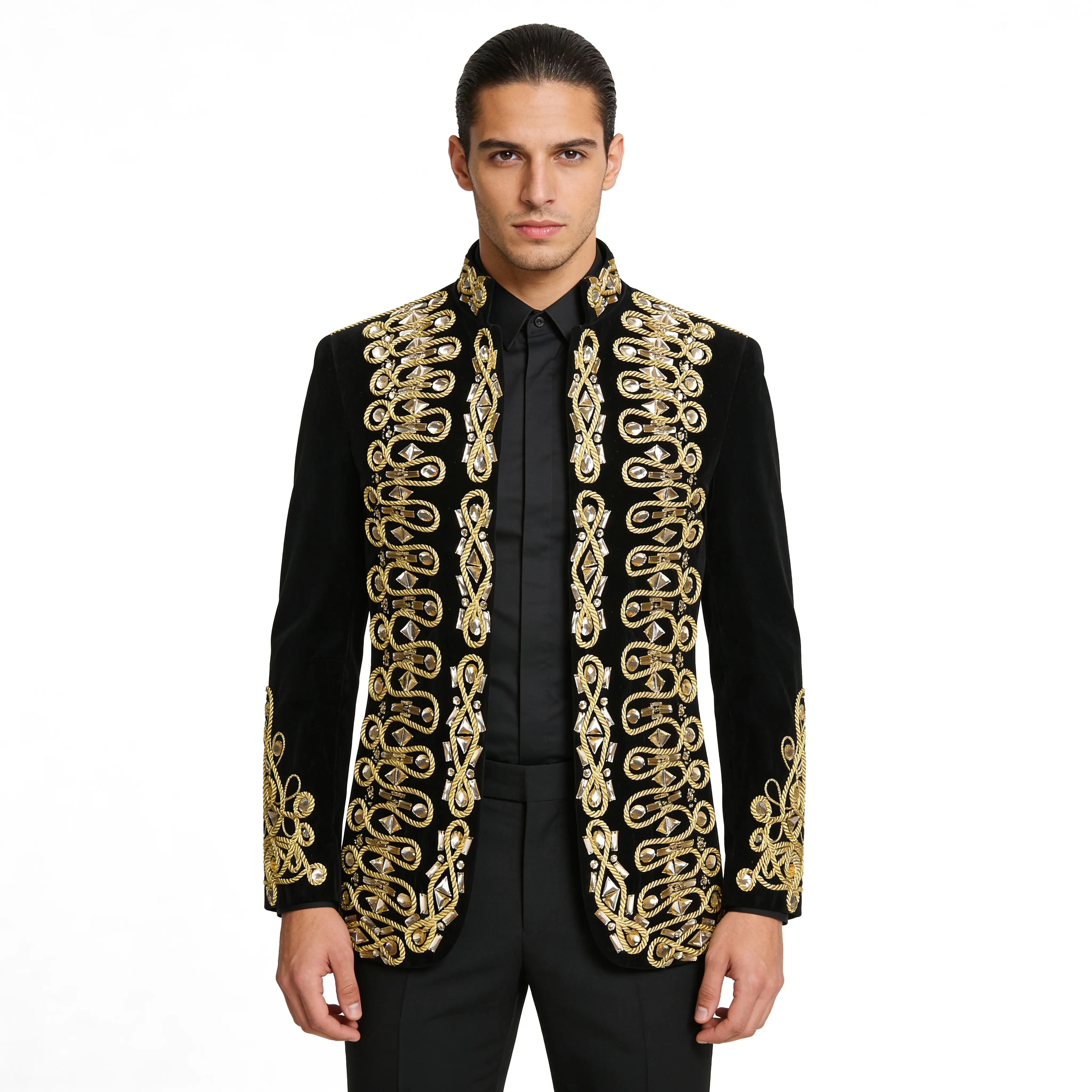 Pyiujtr Men's Baroque-Inspired Velvet Blazer with Knot Embroidery & Gold Crystal Details Masculine Court Suit Jacket for Royalcore Style - TikTok Shop Pyiujtr Men's Baroque-Inspired Velvet Blazer with Knot Embroidery & Gold Crystal Details Masculine Court Suit Jacket for Royalcore Style - TikTok Shop