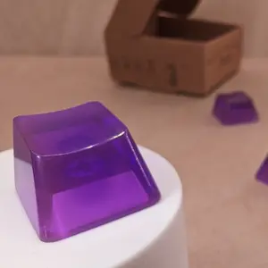 ResinKeyWorks Lilac Purple Blank 1U Accent Keycaps, Transparent Hand Polished Resin OEM Caps with MX stems
