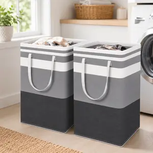 Large 75L Collapsible Laundry Basket Hamper with Easy Carry Handles, Freestanding Waterproof Clothes Hamper for Dirty Clothes, Towels, Toys and Blankets, Space Saving Laundry Organizer for Bedroom, Bathroom, College Dorm, Apartment, Grey