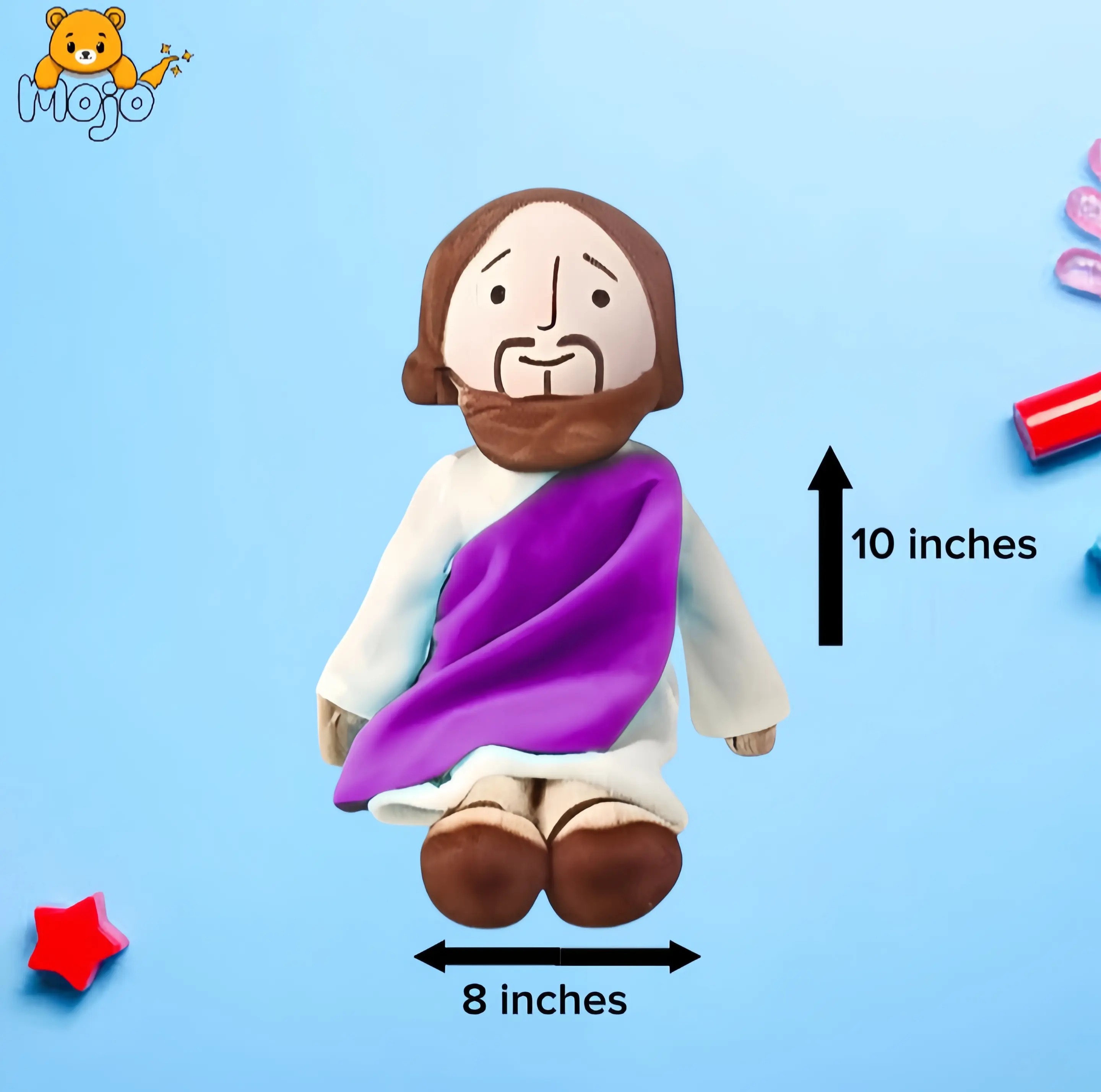 Jesus Plush Toy, 10 Inch, Huggable Stuffed Pillow, Religious Plushie Gift, Baptism Doll Stuffers for Children, Durable Soft Fluffy 10-inch Jesus Stuffy,Savior Toy for Kids, Church & Sunday School, Birthday & Religious Gift,