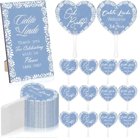 Cielito Lindo Baby Shower Fan Favors Handheld Fans with Talavera Welcome Sign Fiesta Gender Reveal Party Decorations Gifts for Guests