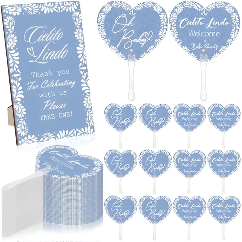 Cielito Lindo Baby Shower Fan Favors Handheld Fans with Talavera Welcome Sign Fiesta Gender Reveal Party Decorations Gifts for Guests