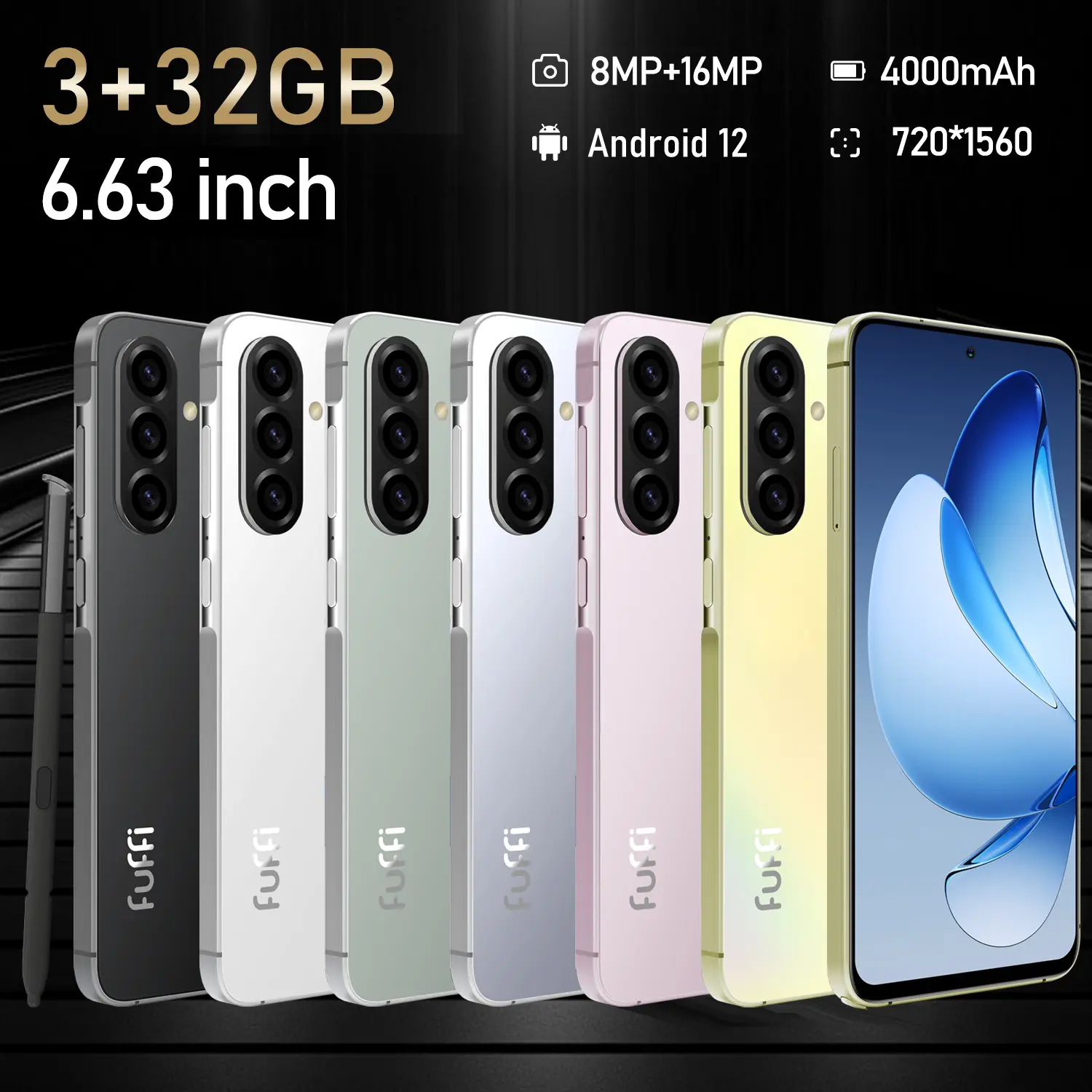 未使用 Androidスマートフォン fuffi 8GB/256GB Fuffi-24 Pro,Smartphone Android,6.8 inch, 8GB RAM 256G ROM,Dual