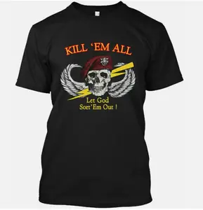 NWT Vintage Kill Em All Let God Sort Em Out 1985 Classic Vintage T-SHIRT Cotton Man Menswear Soft