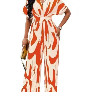 Red/Orange Short Sleeve One Piece Long Jumper