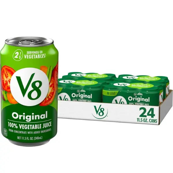 100% Original Bottled Tomato-Based Vegetable Juice, 11.5 fl oz Halal Certified Single-Serve Non-Carbonated Ready-to-Drink Healthy Immunity Juice Can with Vitamins, 24-Pack for High Veg Intake, Healthy Drinks, Bottled Vegetable Juice
