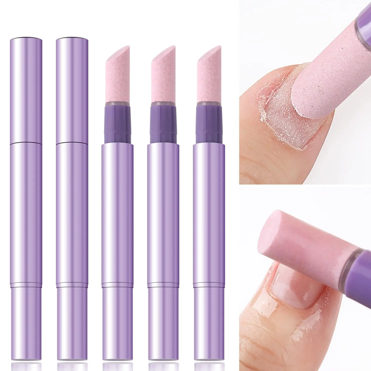 5PCS Cuticle Oil Pusher Pen Set, 2-in-1 Ceramic Cuticle Pushers with Oil for Nail Repair, Hangnail & Dry Cuticle Removal, Nail Care Pens for Manicure & Pedicure, Professional Salon Tools