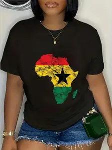 100% Cotton Ghana African Continent Ghanaian Flag Football T-Shirt