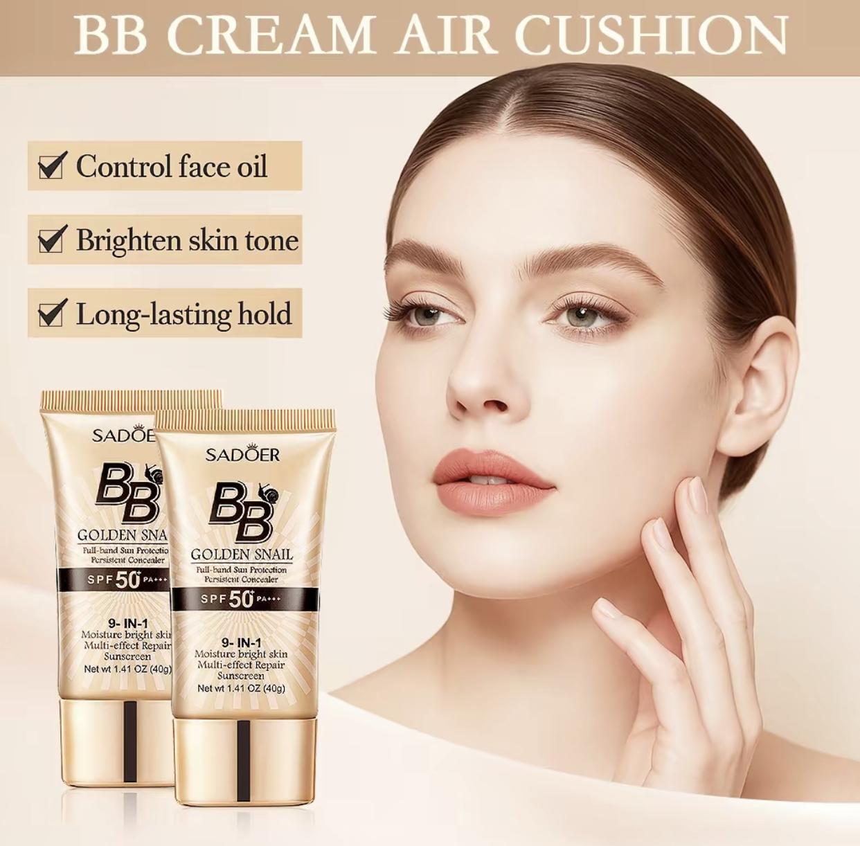 High-Coverage waterproof snail BB cream - matte finish, long-lasting moisturizing and oil control, creates a natural makeup look, refreshing and non-greasy, perfect for makeup beginners
