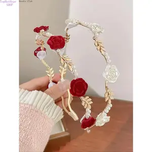 Faux Pearl Headband Set for Women (2PCS), Floral Leaf Hair Hoop, Comfortable Non-Slip Headbands for Daily Wear & Parties