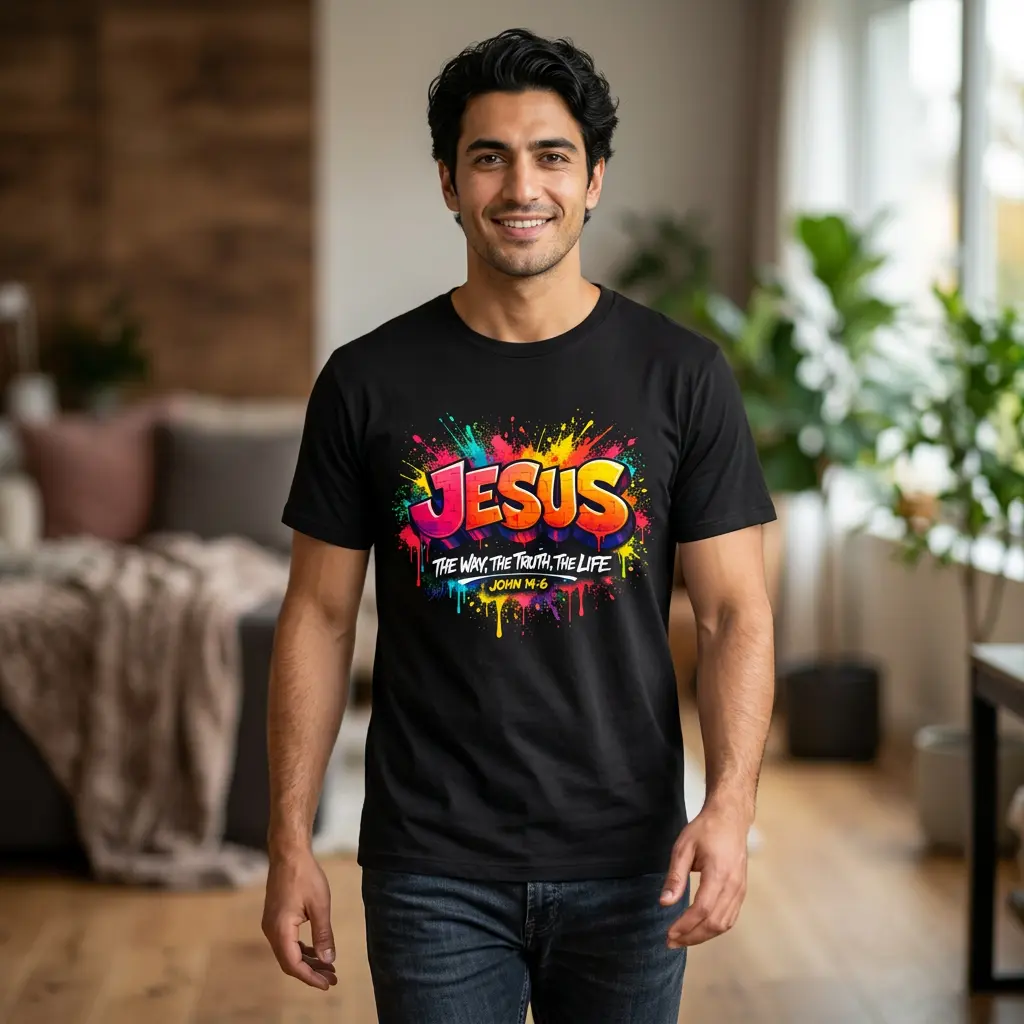 Graffiti JESUS T-Shirt - Casual Relaxed Fit in Soft, Lightweight Ring-Spun Cotton, Everyday Faith Graphic Top