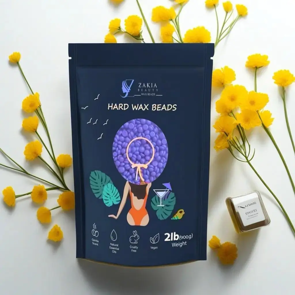 Zakia beauty Lavender Hard Wax Beans, 2 lb Calming Formula for Professional Hair Removal, For All & Sensitive Skin Types, Single Item