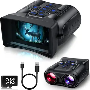 Night Vision Goggles 4K HD Binoculars with 3 Inch Display 16X Digital Zoom 9 Level Infrared Night Vision Rechargeable Battery with 32GB Card for Camping Hunting Security Outdoor Surveillance