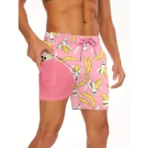 Quick Dry Mens Swimwear Compression Liner Swim Trunks with Pockets Beach Shorts bikini top summer tie back backless swim top   checker swim  two-piece bathing solid one-piece  camo size suit fashion swimsuit shoulder tropical print wear hawaiian short