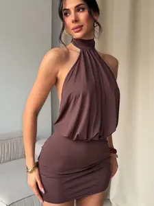 Charming Halter Neck Tie Up Open Back Fitted Skirt Bodycon Dress Womenswear Party