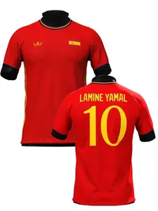 Lamine Yamal #10 Spain National Team Red Home Soccer Jersey Spanish Print Breathable Quick Dry Short Sleeve for Yamal Fans, Spain Supporters, Football Collectors & Streetwear Enthusiasts