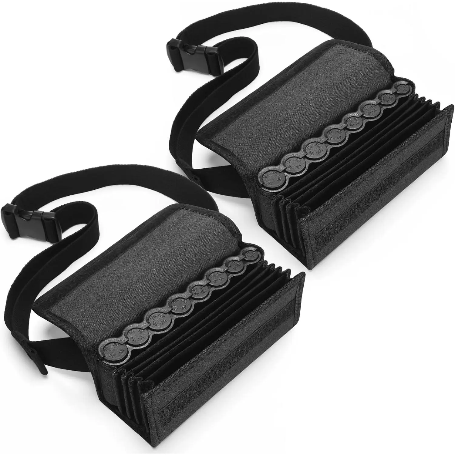 2 Set Euro  Holders Fanny Pack with Banknote Dispenser, Waiter's Purse,  Sorter, Organizer, Storage Bag with Belt for Waitress, Server, Collector, Cashier, Change, Black