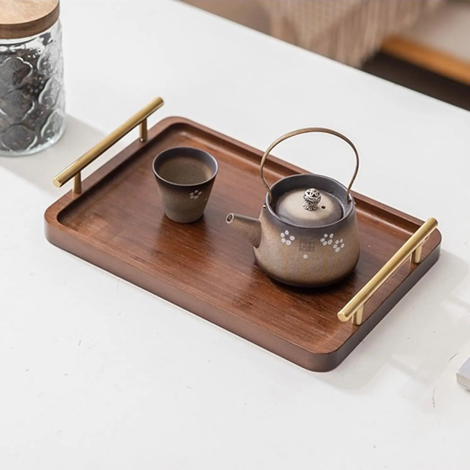 Serving Tray with  Handles,  Tray for Breakfast,Coffee Table,Dinner & Bar, Decorative Tray for Kitchen, Bedroom (Small)