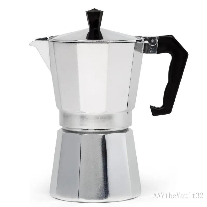 Iconic Stove Espresso Maker, Moka Pot For Italian And Cuban Coffee Brewing, Authentic Italian Coffee Maker, Coffee Percolator Brewer, With 6 Espresso Cups, MokapotAAVibeVault32