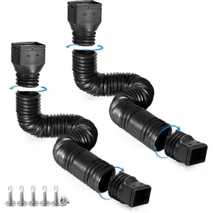 Black-2pack Rain Gutter Downspout Extensions Flexible, Drain Downspout Extender,Down Spout Drain Extender, Gutter Connector Rainwater Drainage,Extendable from 21 to 68 Inches