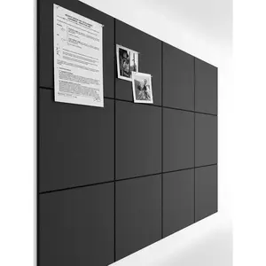 Large Cork Board 47"x35" Alternative - 12 Pack Felt Wall Tiles with 70 Safe Removable Adhesive Tabs, 30 Pushpins, Cork Boards for Walls Pin Board Bulletin Board Office Decor (Black)