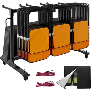 Folding Chair Rack Cart, 400 LBS Capacity for 42 Chairs or 12 Tables, Heavy Duty Folding Chair Storage Rack, Cover & Elastic Ropes & Lockable Wheels
