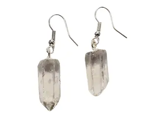 Clear Quartz Point Earrings on Sterling Silver .5-.75"
