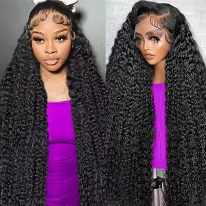 13x6 Deep Wave Lace Front Wigs Human Hair Glueless Curly Human Hair Wigs Curly HD Transparent Lace Frontal Wig Deep Wave Lace Front Wigs for Women 180% Density Wet and Wavy Water Water Lace Front Wig Pre Plcked Human Hair Wigs with Baby Hair