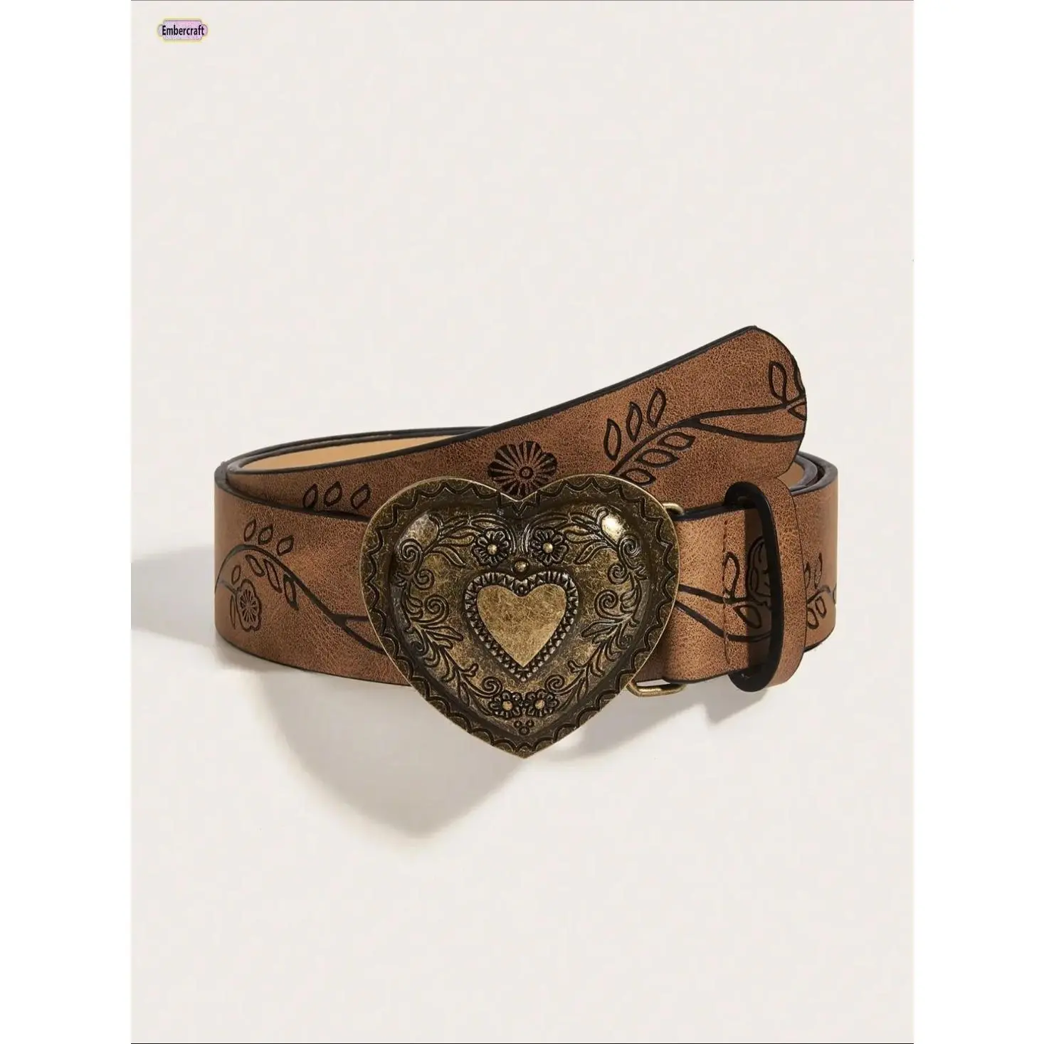 1pcs Unisex PU Leather Belt – Heart Buckle Punk Style Accessory, Durable & Stylish Fashion Belt for All-Season Daily Wear, Casual, Outdoor, Party, Cowboy/Western Outfits, Gift for Men & Women, Belts, Gender-Neutral Men's Belts