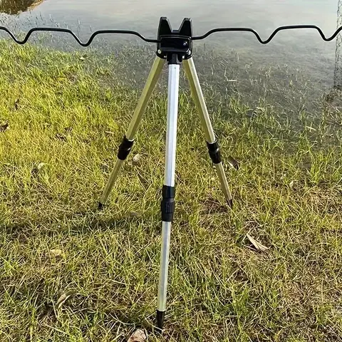 2counts/1count Aluminum Alloy Fishing Rods Holder, Fishing Rod Holders, Retractable Adjustable Tripod, Portable Fishing Accessories, Outdoor Fishing Accessories for Outdoor Fishing, Fishing Gear Accessories