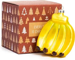 Every Day is Christmas Glass Blown Ornaments Cute Hand Made Figurines Tree Decoration, Bananas