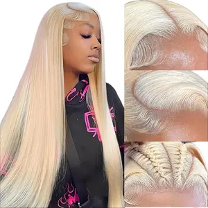 30 Inch 613 13x4 Lace Front Wig Blended Human Hair Straight 613 Lace Front Wig 200% Density Blonde Wigs 13x4 Lace Frontal Wigs Pre Plucked