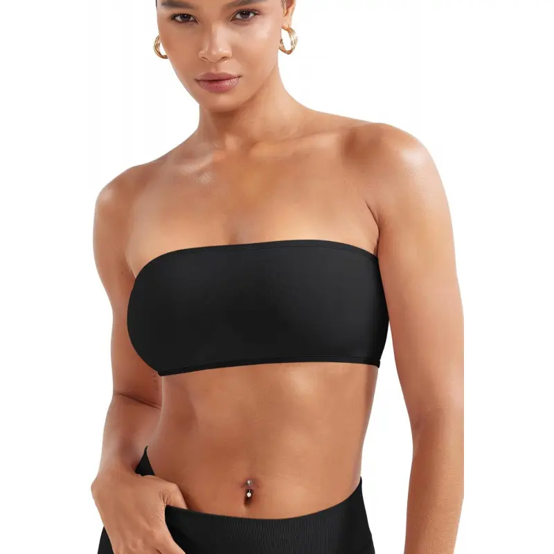 Padded Seamless Bandeau Bralette, Women's Supportive Strapless Backless Tube Top for Yoga & Everyday Wear, Padded Supportive Seamless, Yoga Wear Fitness