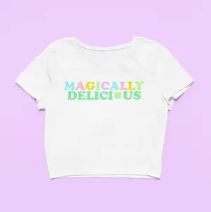 [Sale Up To 50%] Magically Delicious Baby Tee Cute Clover Fitted Graphic Top Y2K Baby Tee Gift For Girlfriend St Patricks Day Gift For Her
