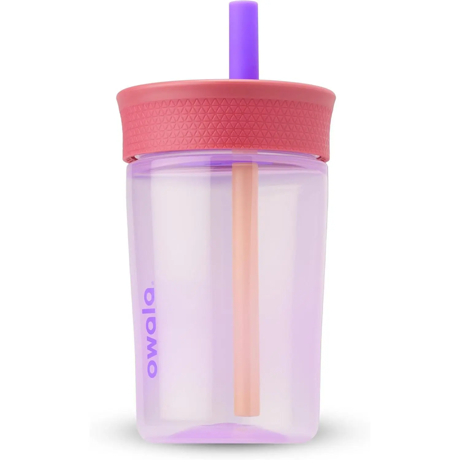 Owala Insulation BPA-Free Plastic Tumbler with Spill Resistant Flexible Straw, Easy to Clean, Great for Travel, Dishwasher Safe, 15 Oz, Pink and Purple (Lilac Rocket)