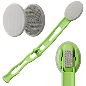 Back Lotion Applicator Tool - 2nd Gen, 19" Long Foldable Handle, Bath Brush Scrubber for Creams, Sunscreens, Ointments, Includes 2 Types of Pads