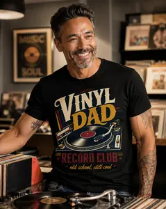 Vinyl Dad Record Club T-Shirt | Premium Boutique Fashion Tee Birthday Music Fathers Day Gift Graphic Tshirt Tee