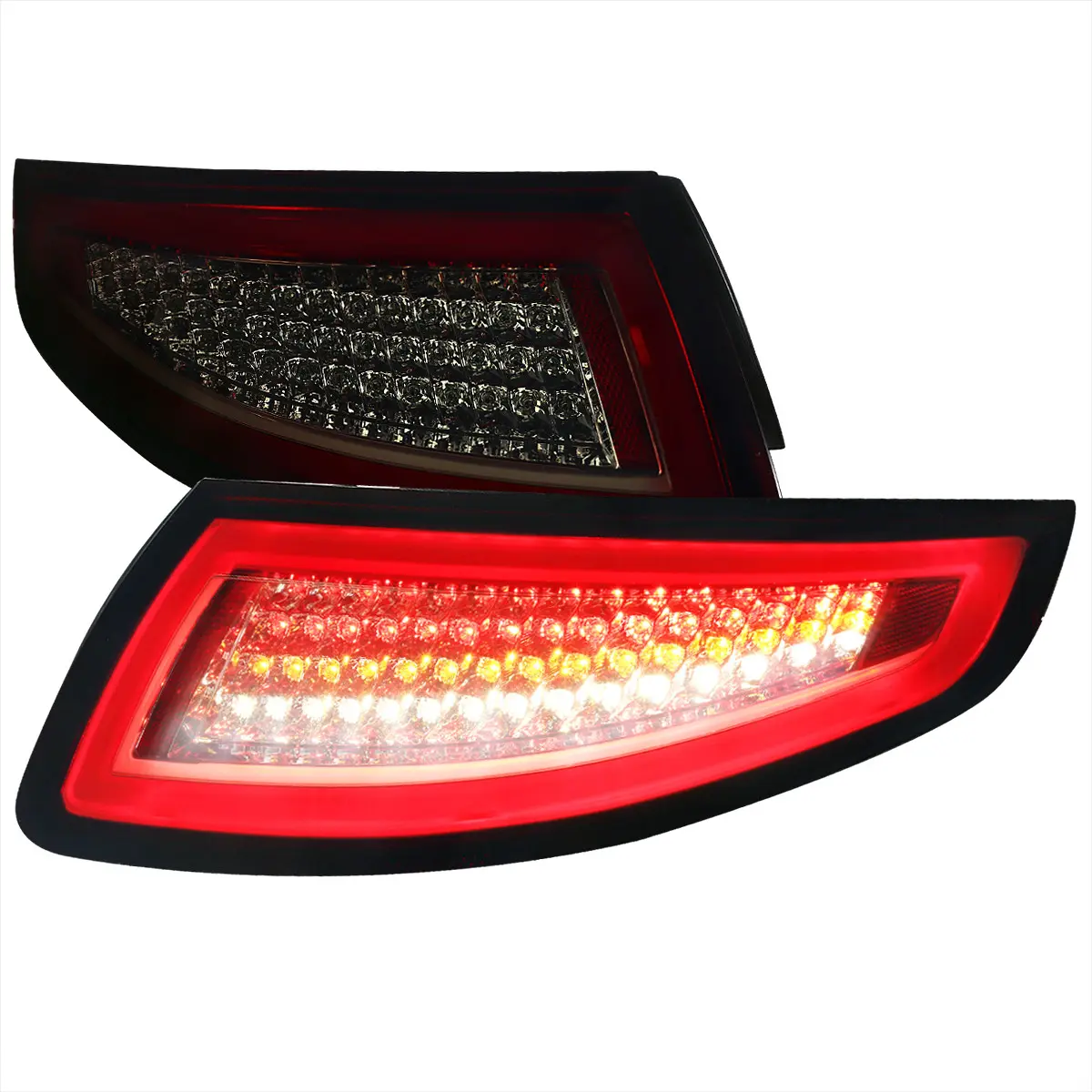 SPEC-D TUNING LED Tail Lights - Chrome Housing/Red Smoke Lens, Plug & Play, Pair Pack for 2005-2008 911 997 Carrera, 2007-2009 911 997 GT3, GT3 RS, Turbo S