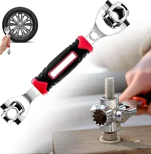 52-in-1 Universal Socket Spanner Wrench,360-Degree Swivel Head Ratchet Wrench with Comfort Grip for Easy Toolbox Storage