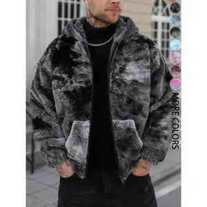 Unisex hooded jacket with thermal, dyed-on-the-spot faux fur; trendy and versatile, suitable for casual wear, youth-oriented, student-friendly, street fashion, and a great outer layer for cold weather; available in a couple's version