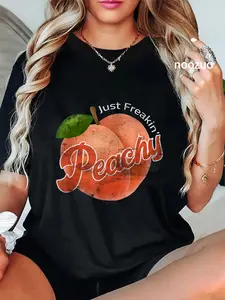 100% Cotton Cool Summer Fruit Retro Just Peachy & keep it Peachy Graphic Men Women T-Shirt