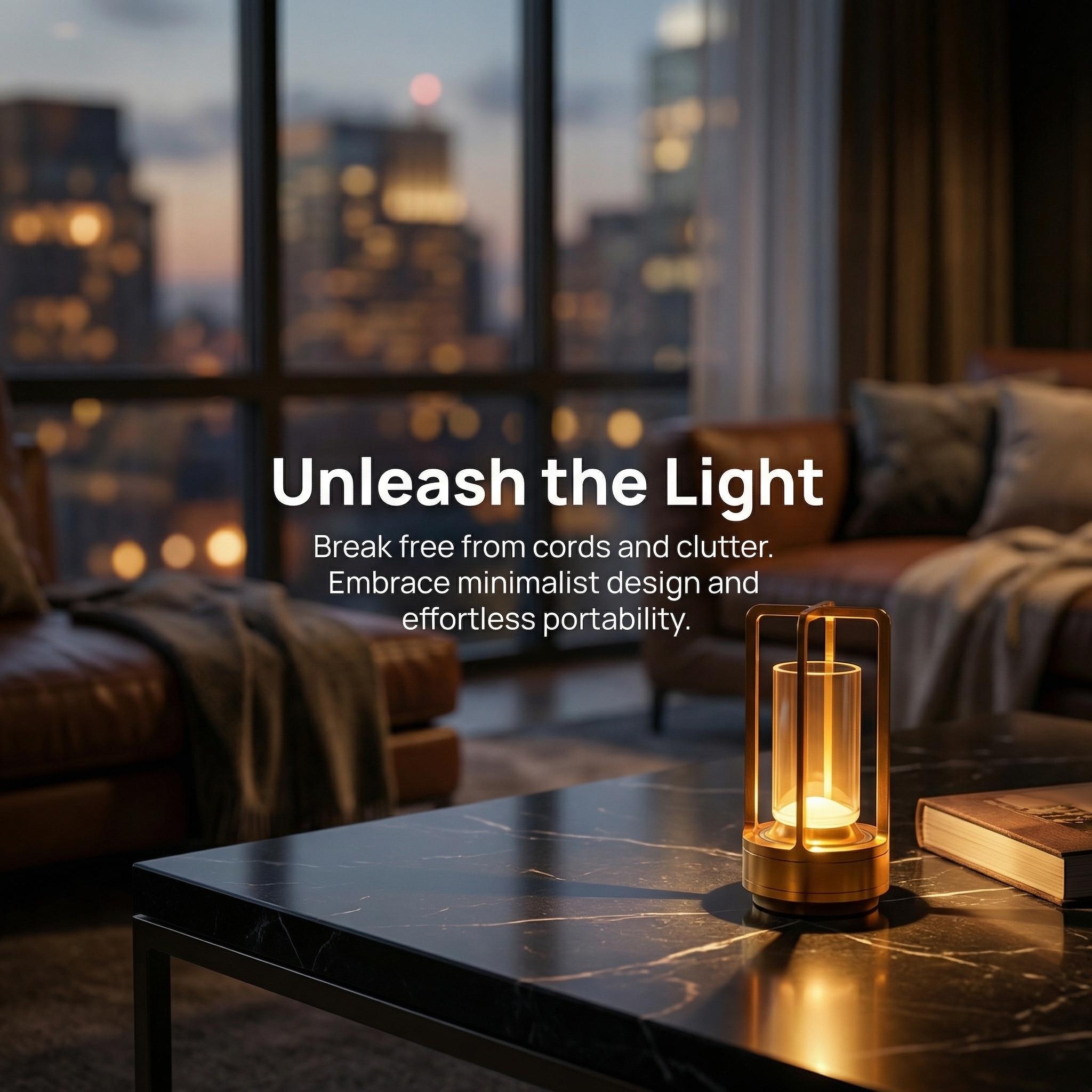 Modern Gold Lantern Table Lamp Bedside Ambient Night Light for Bedroom Living Room Nightstand and Home Decor Elegant Design